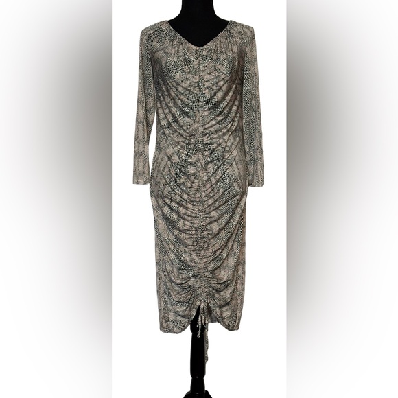 knee length dresses for ladies Ruched Snakeskin Slinky Wrap Dress – AX Paris main image 0